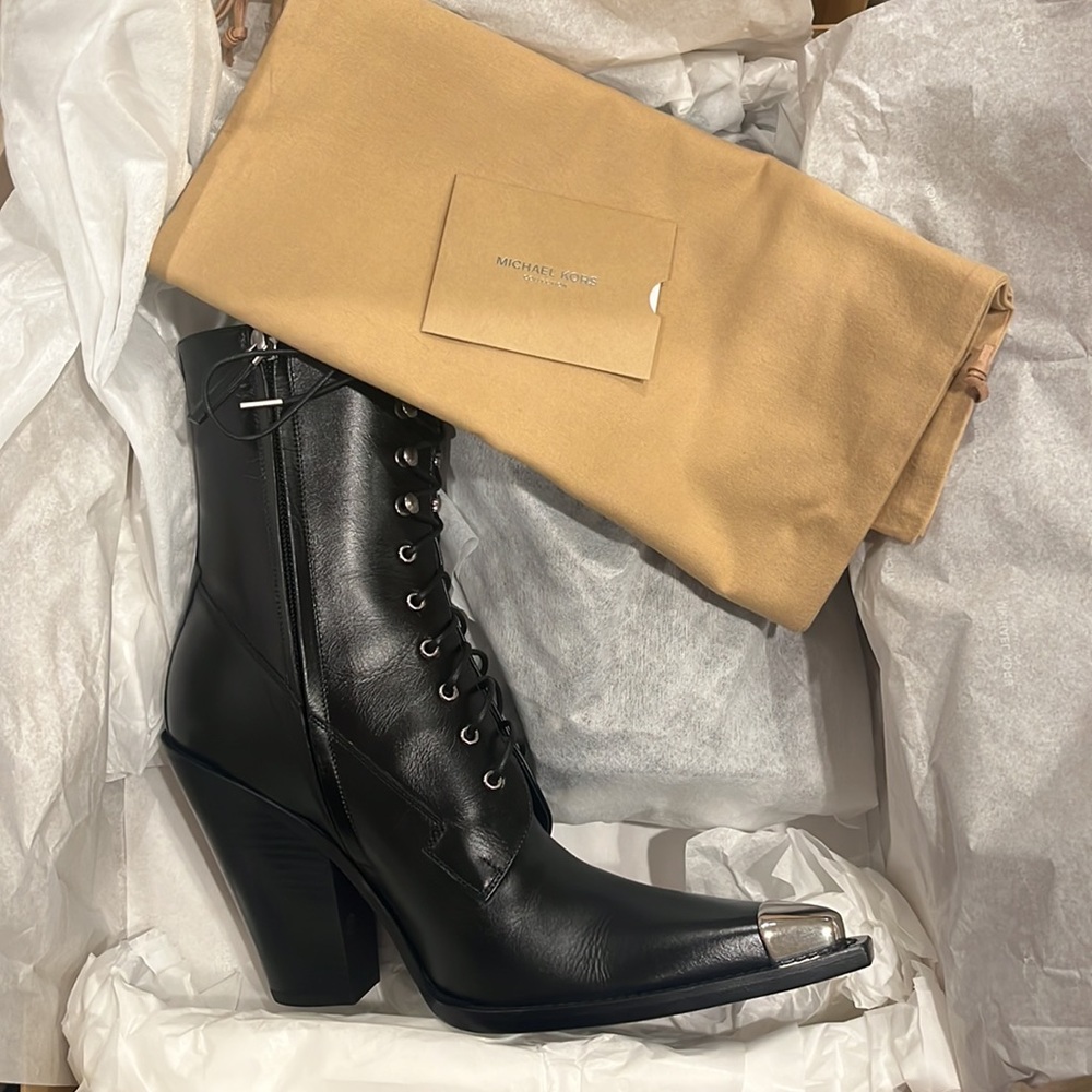 MICHAEL KORS Collection RADCLIFFE RUNWAY Leather Boots Sz 39.5 NIB - Picture 8 of 9